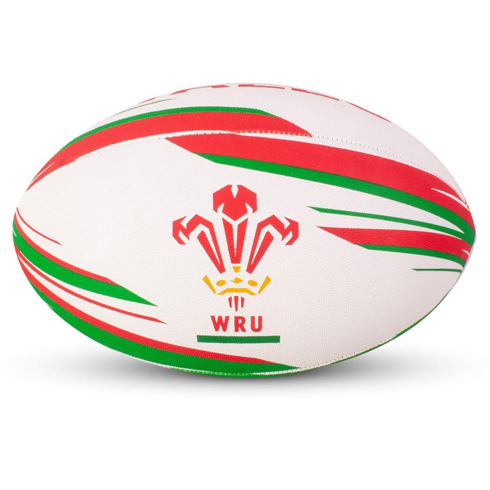 Red and white 4 panel synthetic rugby ball