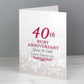 White card with ruby red 40th Ruby Anniversary personalised with names and message By Sweetlea Gifts