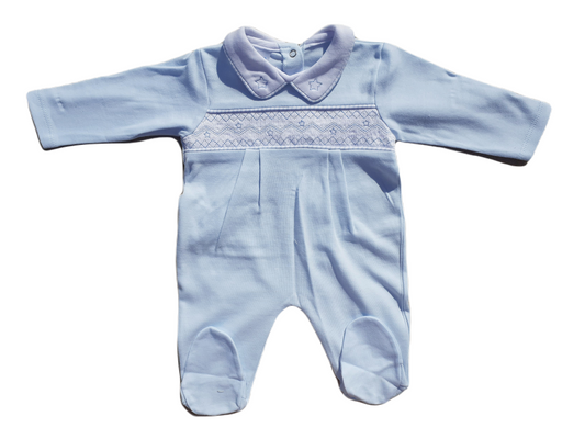 Blue Stars Smocked Babygrow