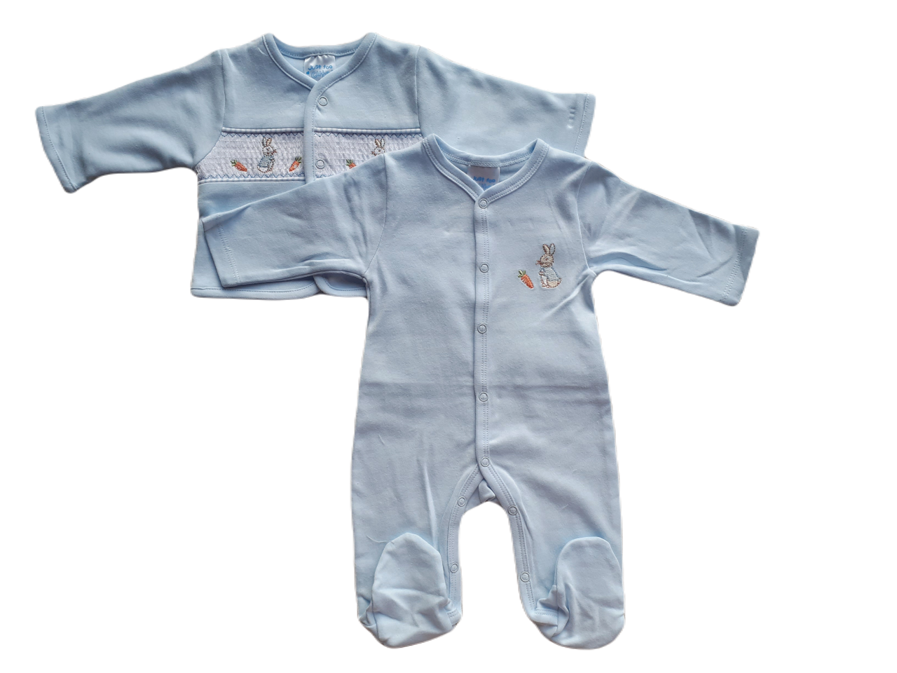 Blue Bunny Babygrow & Smocked jacket set