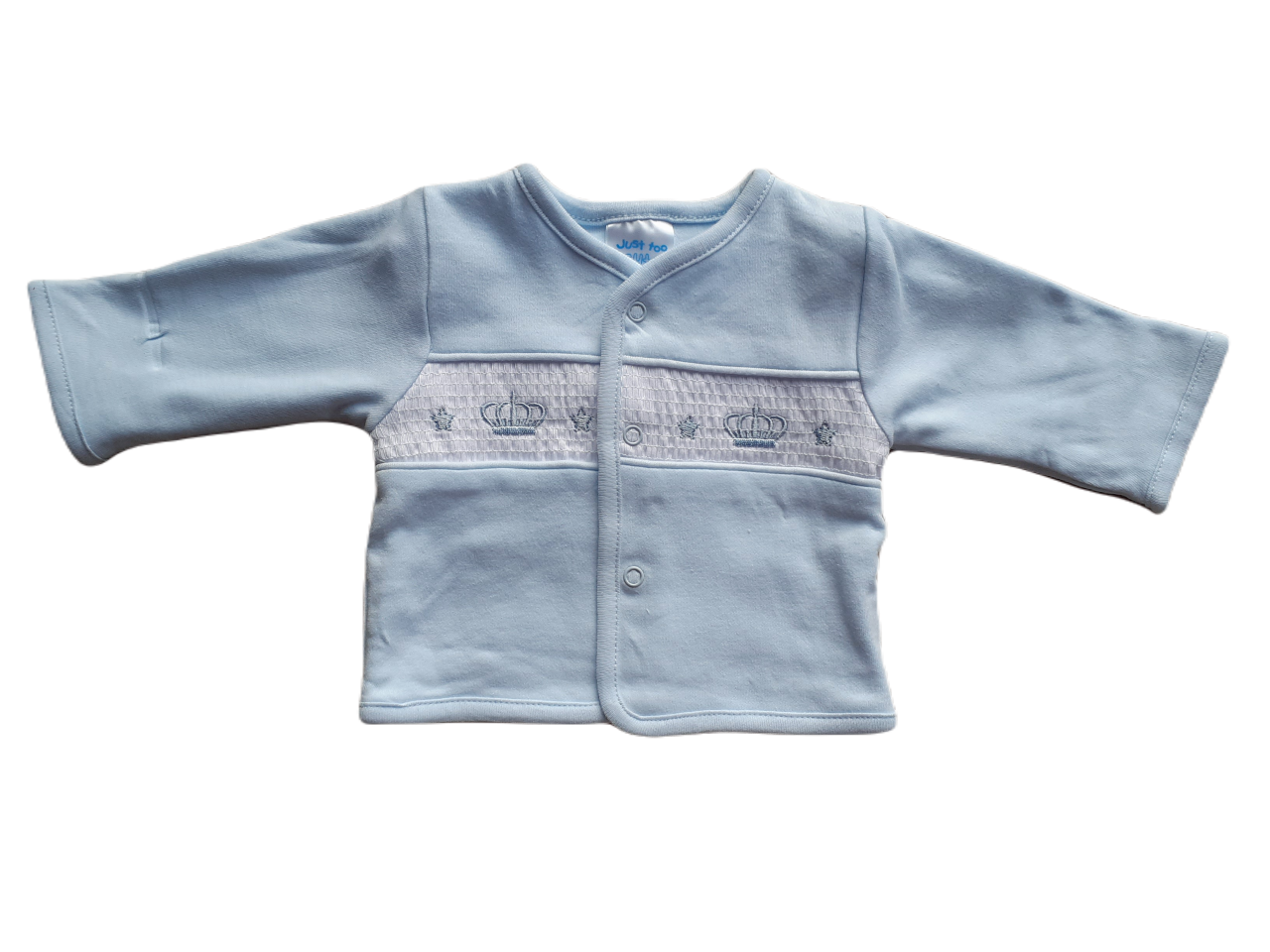 Blue Crown & Stars Babygrow & Smocked jacket set