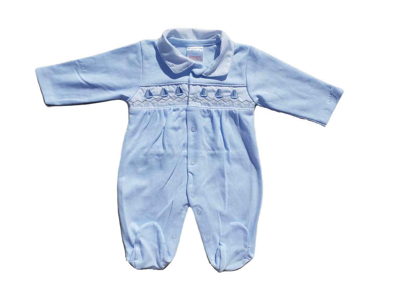 Blue boat Babygrow