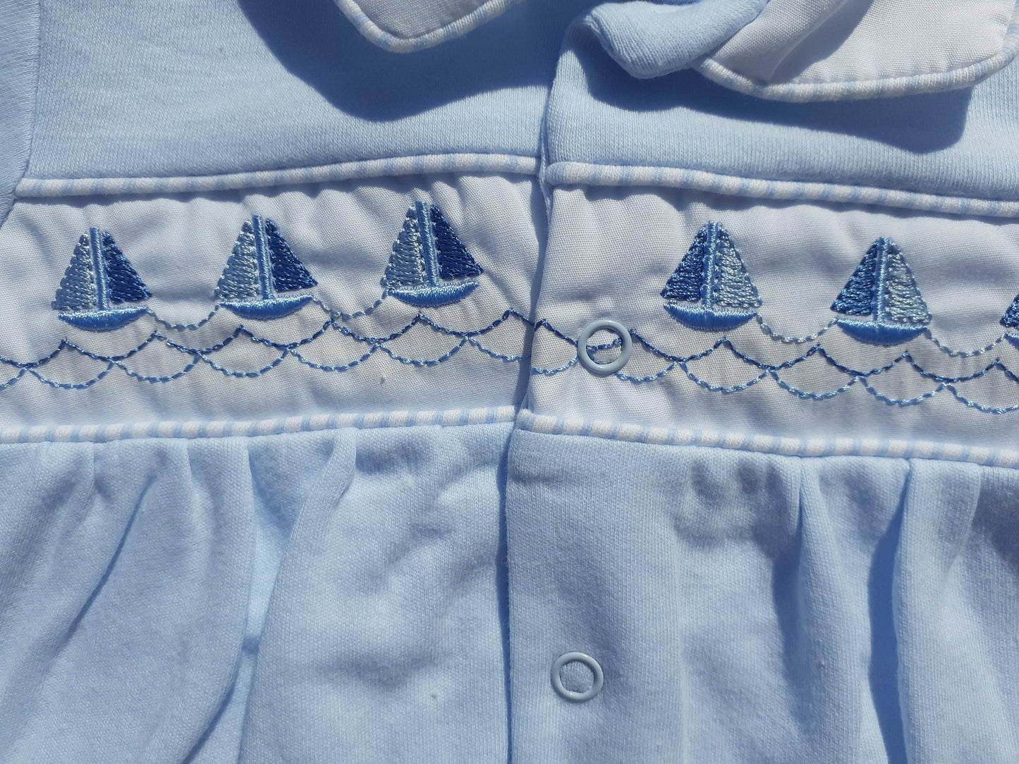 Blue boat Babygrow