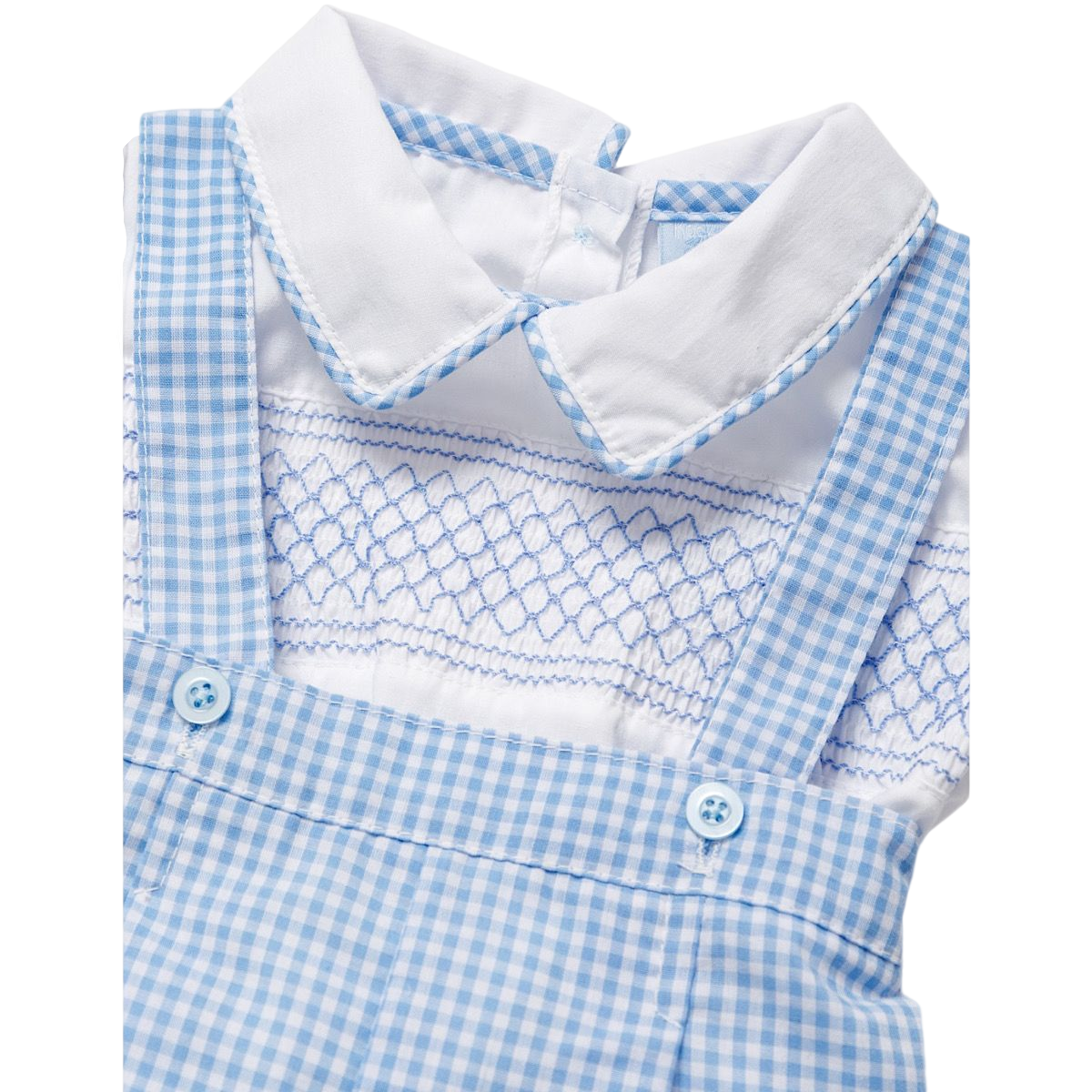 Baby Boy Gingham shorts with braces and shirt set