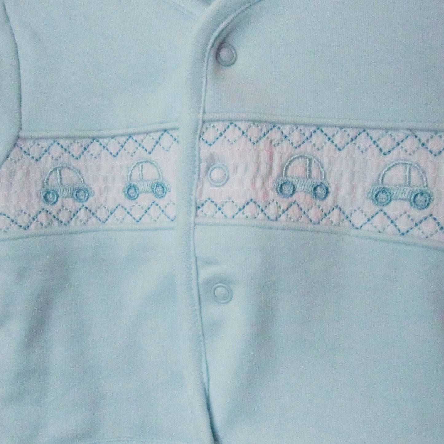 Blue Car Babygrow & Smocked Jacket set