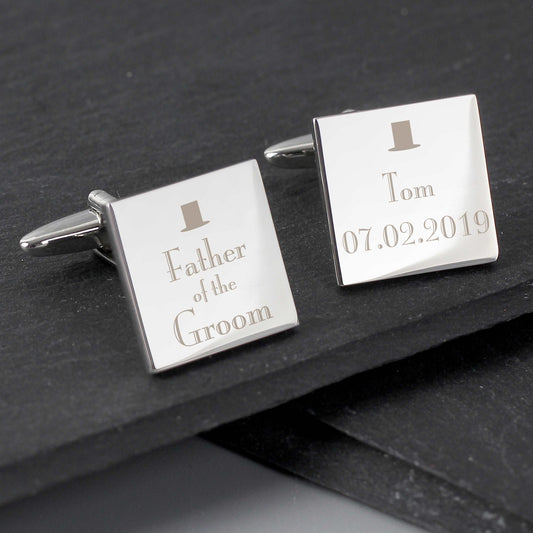 Decorative Wedding Father of the Groom Square Cufflinks personalised 