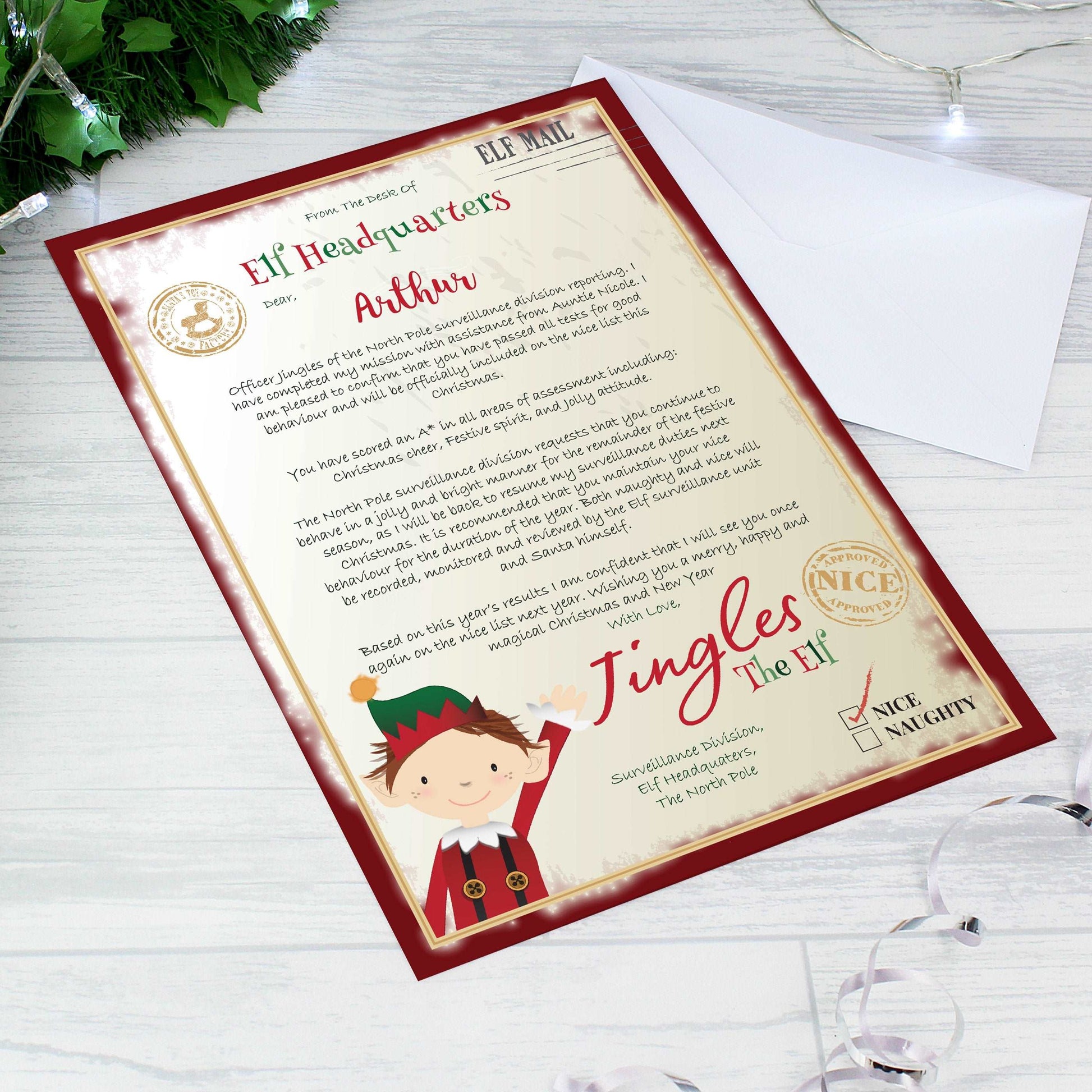 Elf Surveillance Christmas Letter-Personalised Gift By Sweetlea Gifts