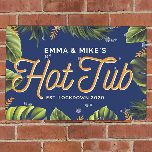 Hot Tub Personalised Metal Sign-Personalised Gift By Sweetlea Gifts