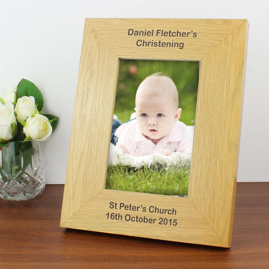 Personalised message 4x6 Oak Veneer Photo Frame  By Sweetlea Gifts