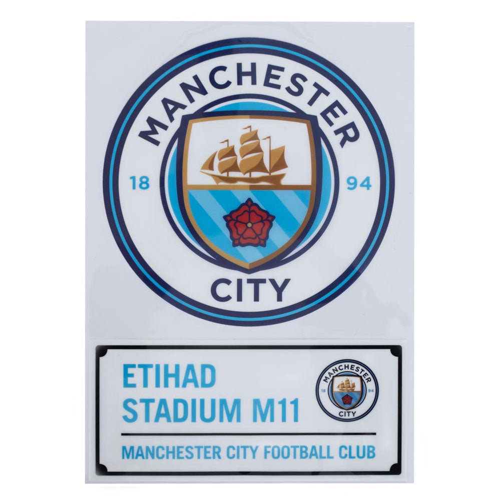 Two full colour Man City car decals, High quality digital print in a gloss finish