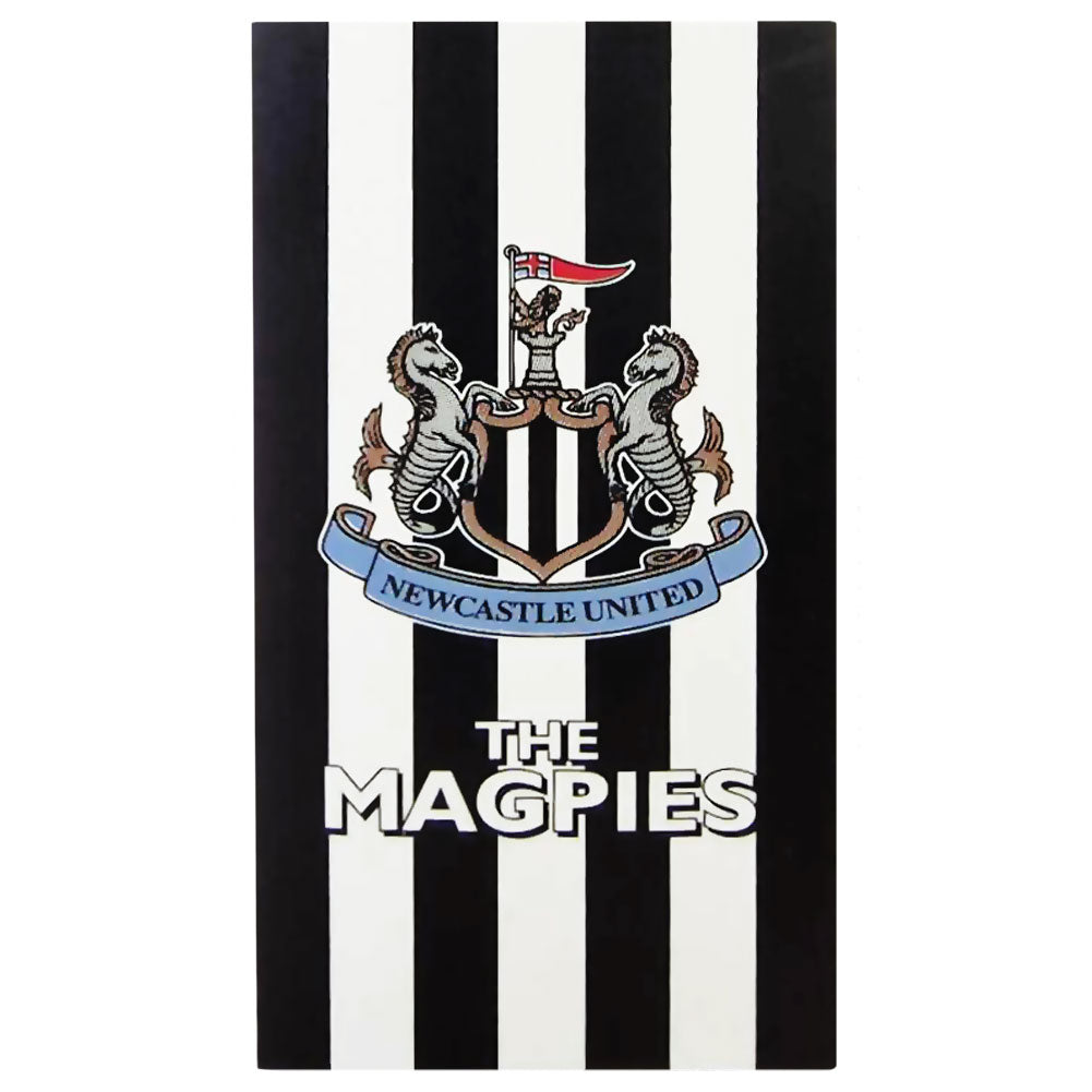 Large soft to touch 100% cotton velour beach towel, Black and white striped design featuring a full colour club crest