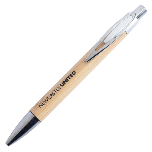 Bamboo finish retractable ballpoint pen, With Newcastle United text