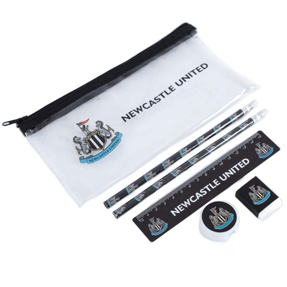 Everyday 6pc Newcastle stationery set, 1 x Clear pencil case