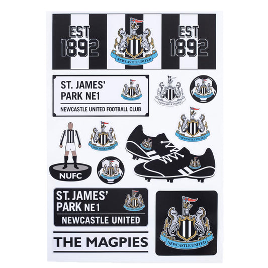 Set of 12 assorted Newcastle United FC design stickers, High quality colour print in a gloss finish