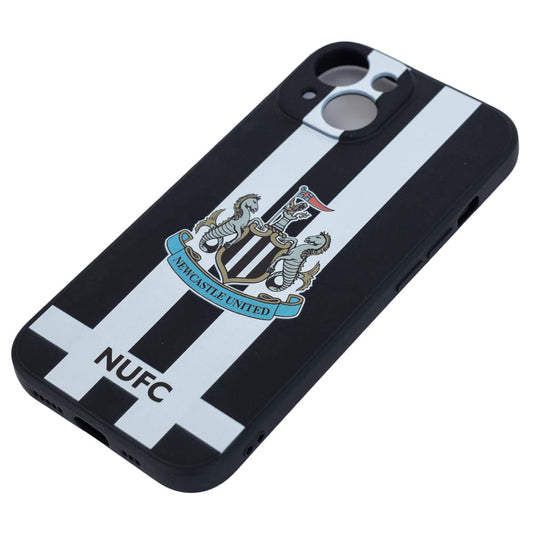 High quality, black and white silicone striped iPhone 14 case, Includes a full colour NUFC crest and text