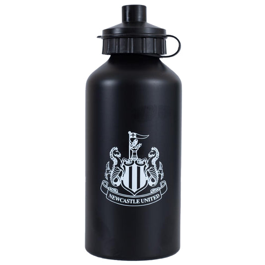 High quality lightweight aluminium drinks bottle, Matt black finish bottle featuring the Newcastle crest