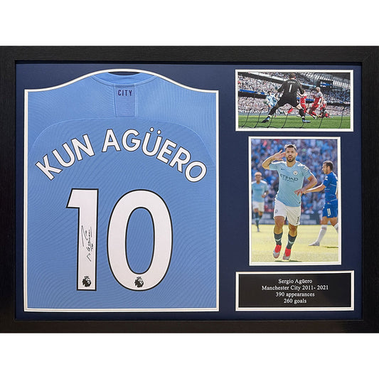 Manchester City FC Aguero Signed Shirt (Framed)