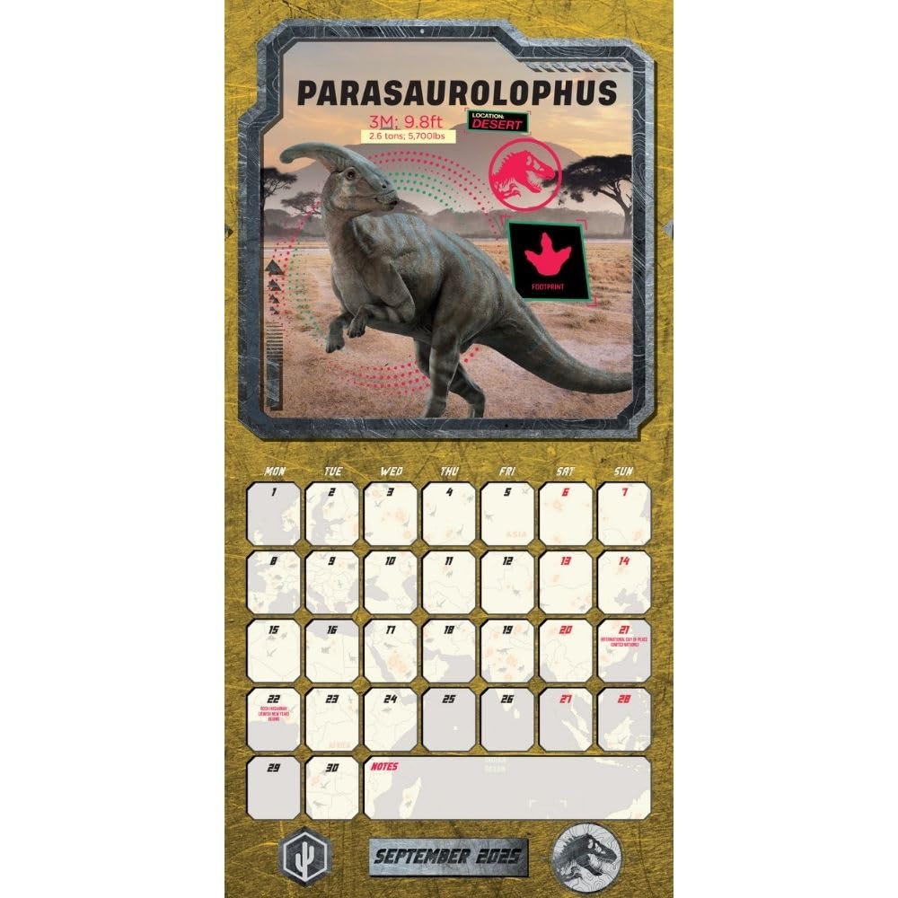 Jurassic World Square Calendar 2025