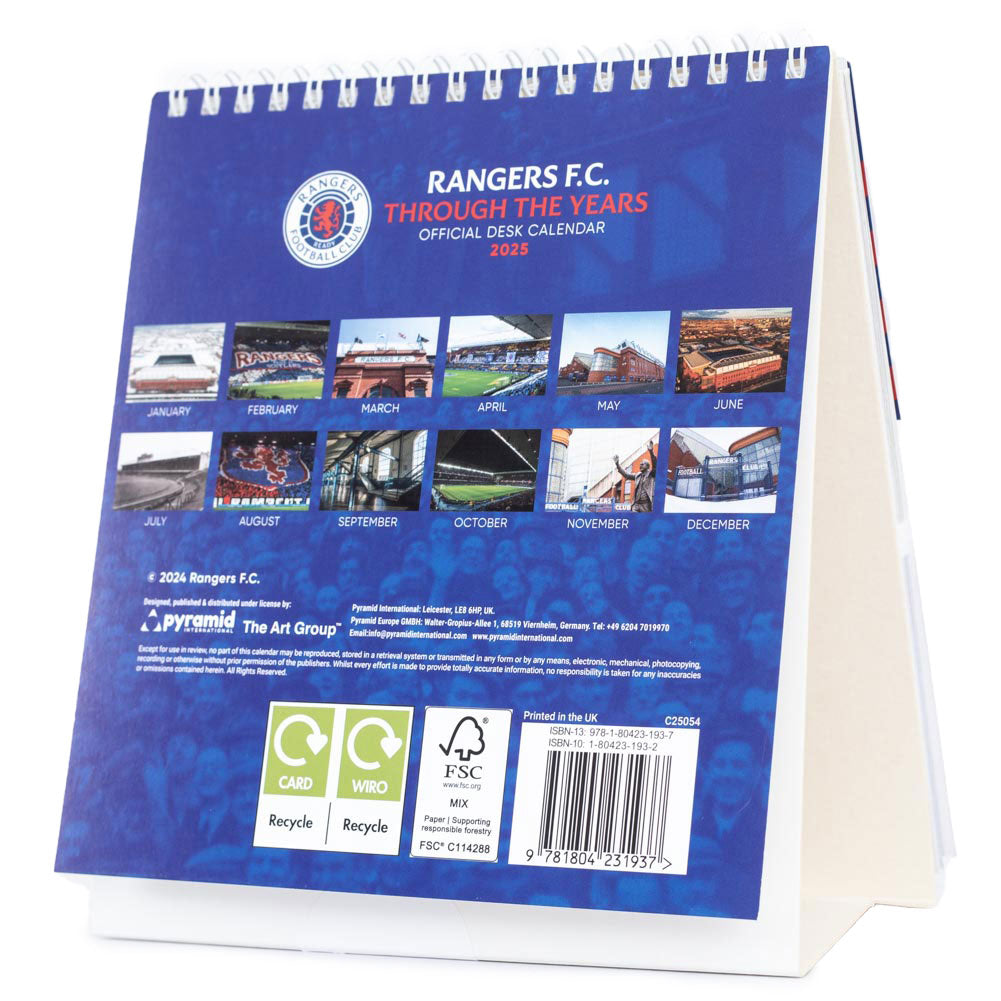 Rangers FC Desktop Calendar 2025