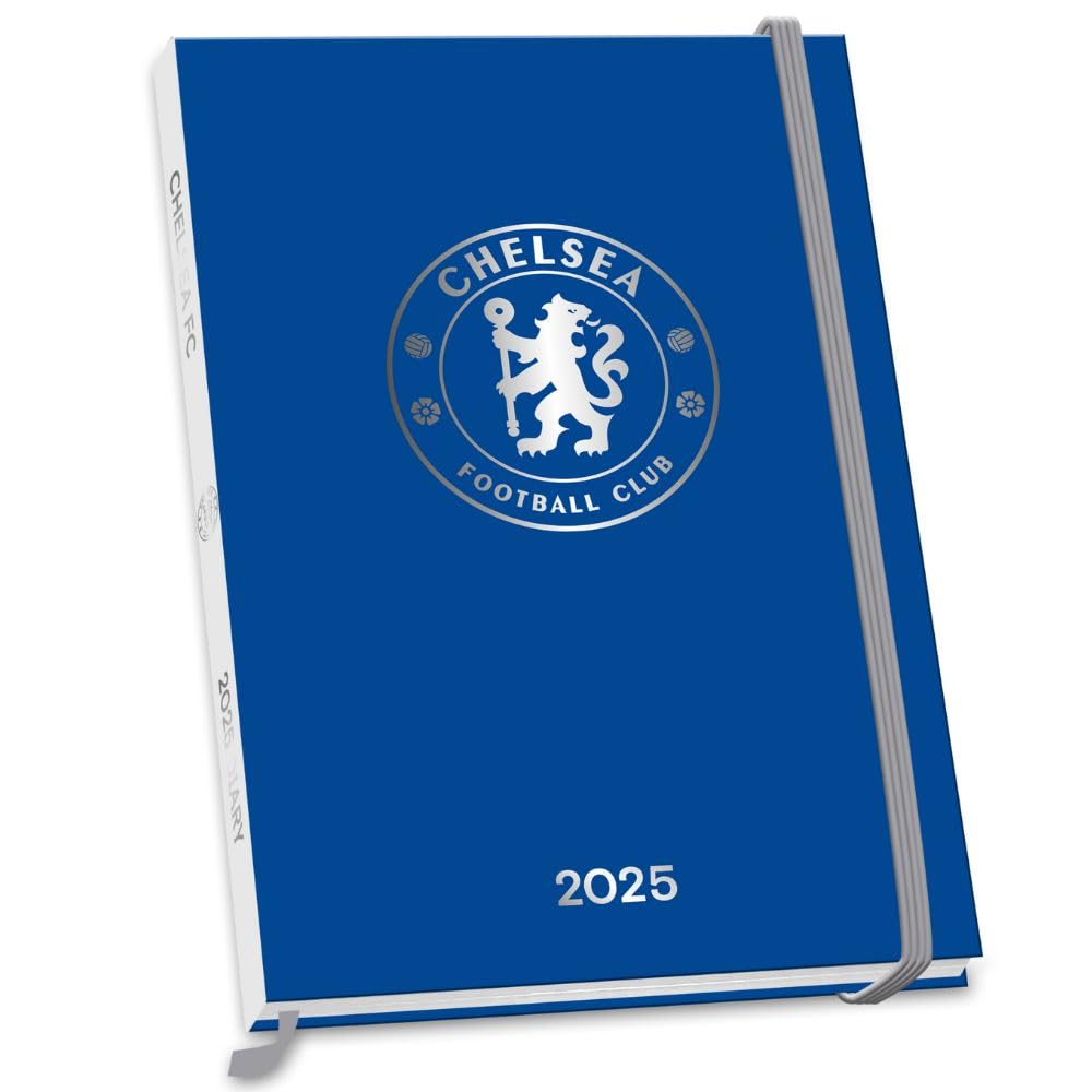 Blue hardback 2025 week to view diary, Featuring the Chelsea crest in silver 