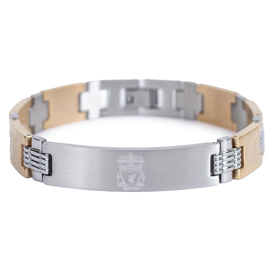 Brushed stainless steel and ion plated bi colour link bracelet