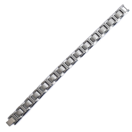 Brushed stainless steel link bracelet