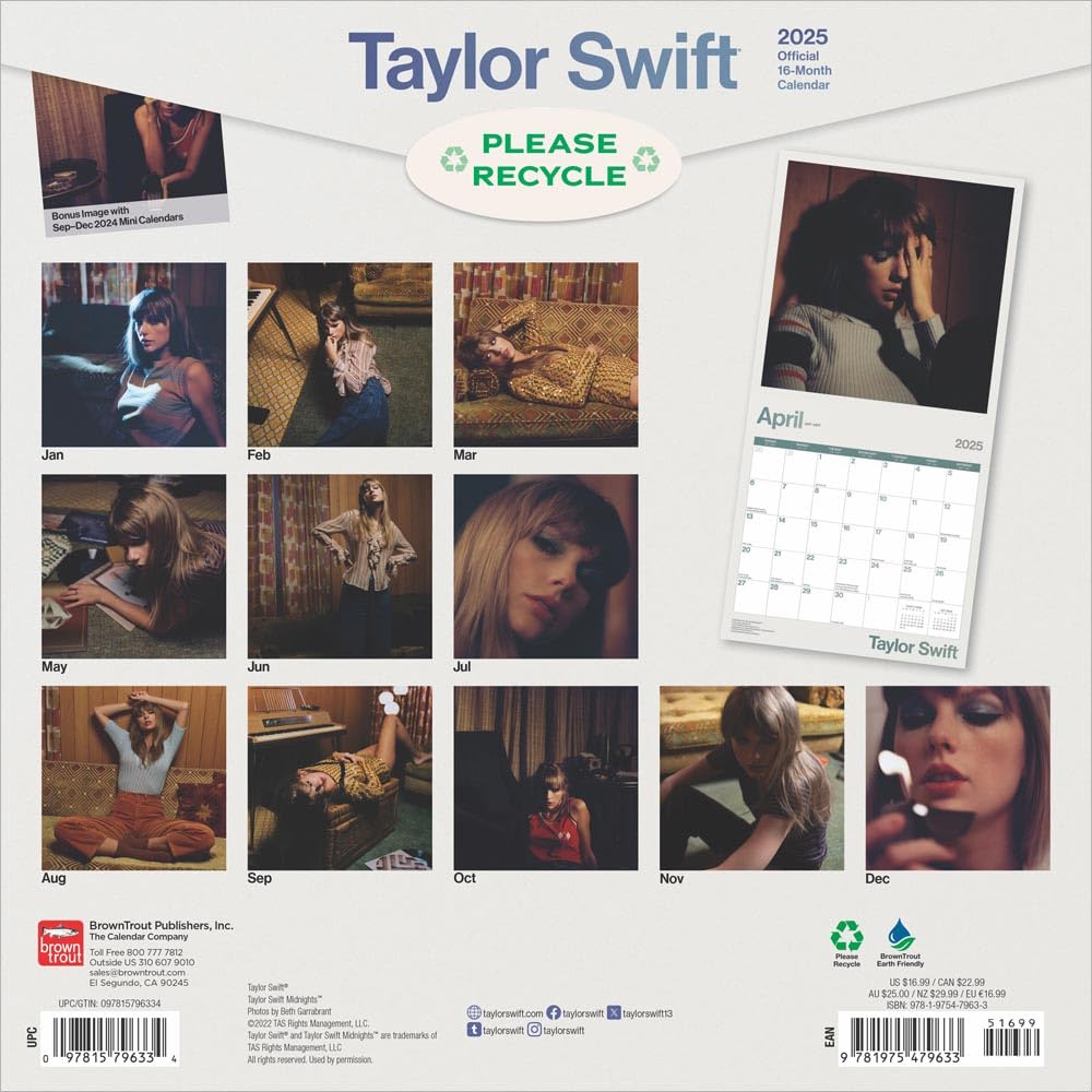 Taylor Swift Square Calendar 2025