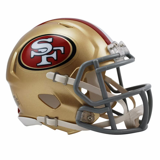 The San Francisco 49ers Riddell Speed Mini Helmet is a replica of one of the most popular helmet introductions in Riddell's history 