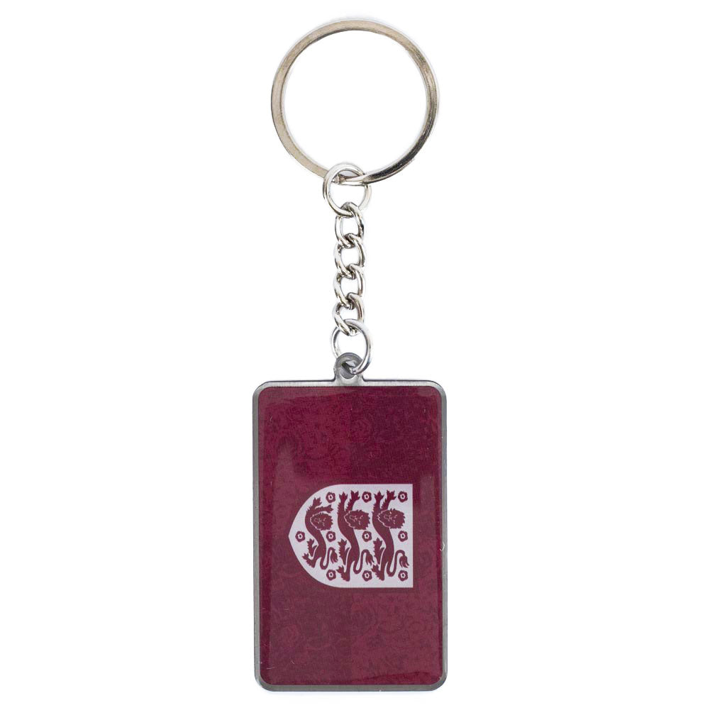 Metal rectangular shaped keyring with chain and split ring