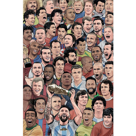 Rolled maxi poster, Featuring artwork of the Greatest football legends