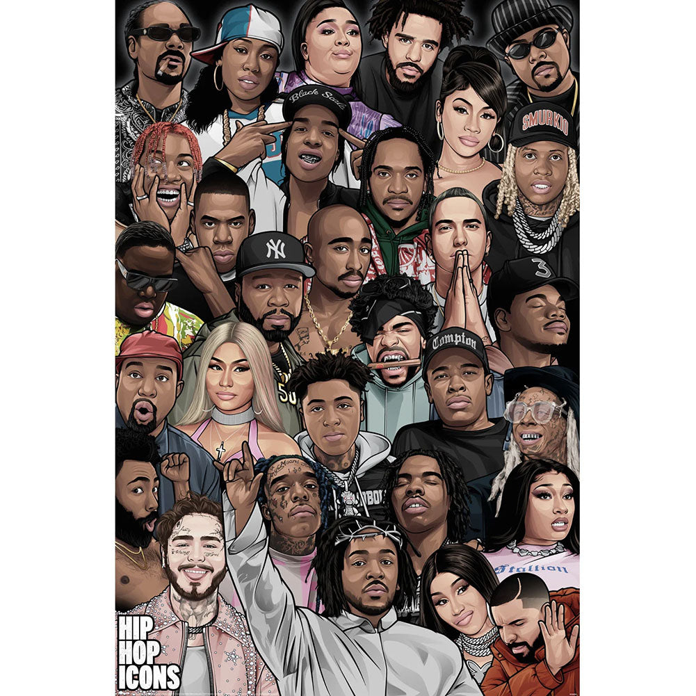 Rolled maxi poster, Featuring artwork of the legendary Hip Hop icons