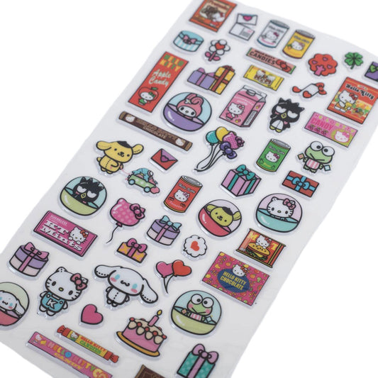 Display card of assorted Hello Kitty and friends puff style stickers