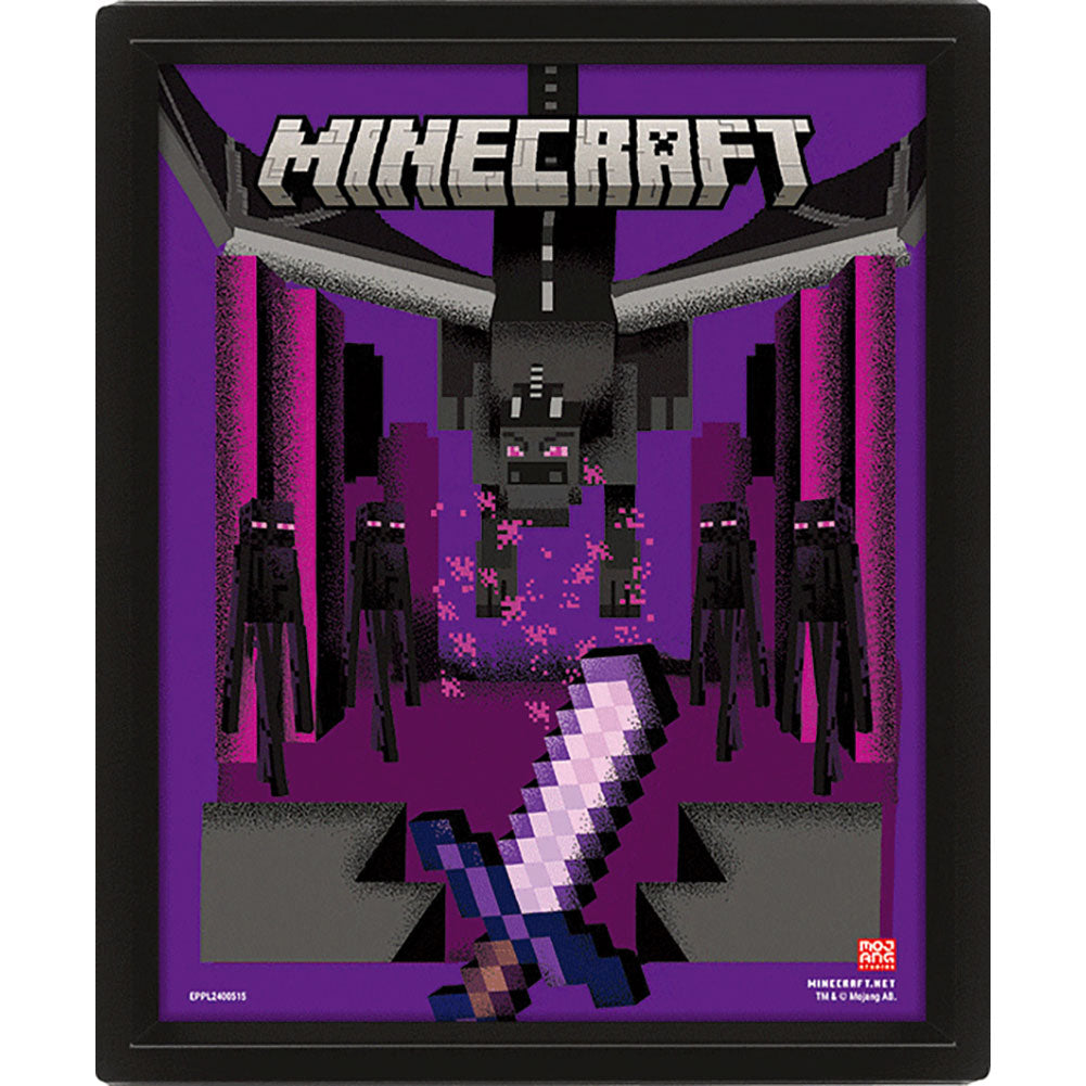 Minecraft Dragon Duel Framed 3D Picture