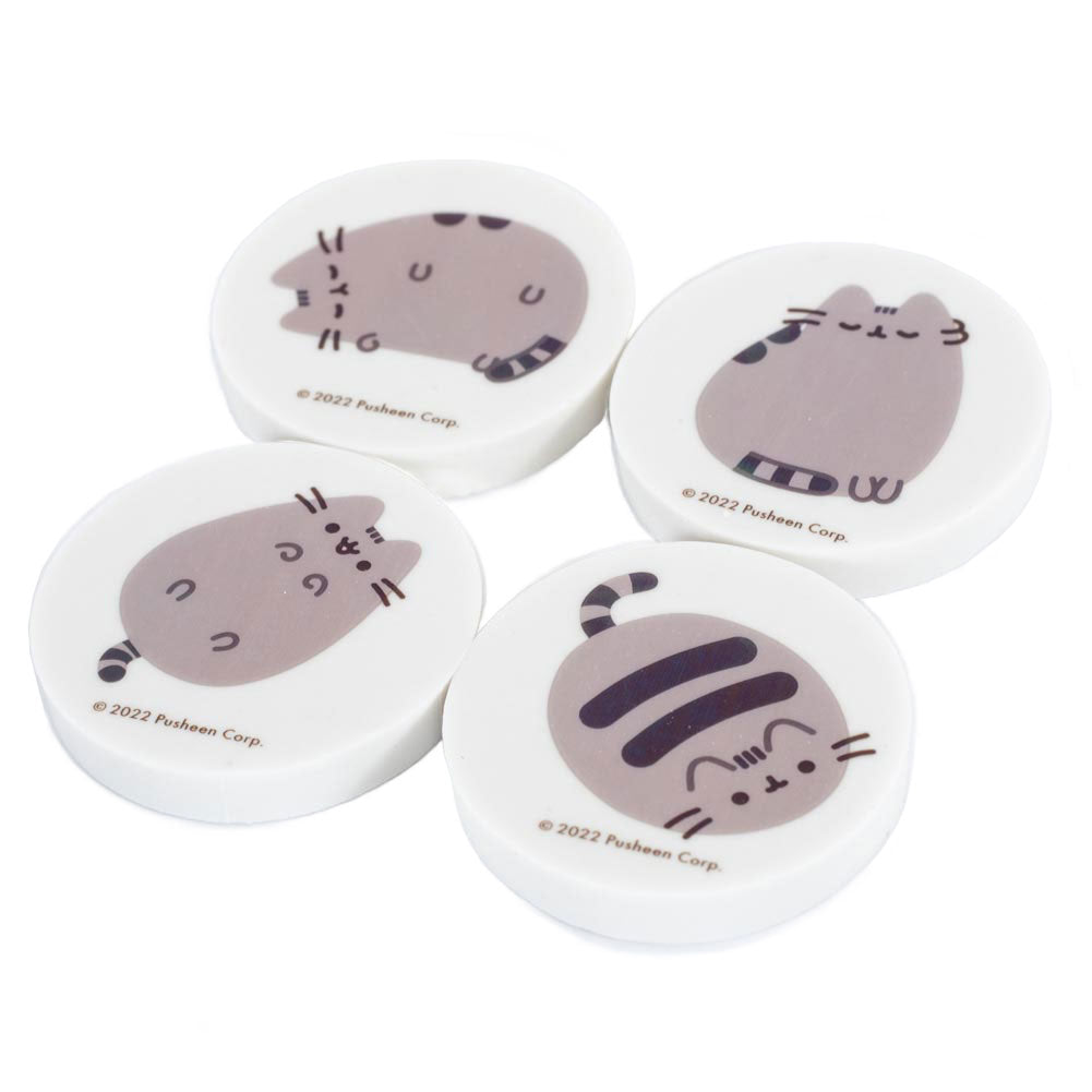 Pack of 4 shaped erasers, Four cute designs featuring Pusheen