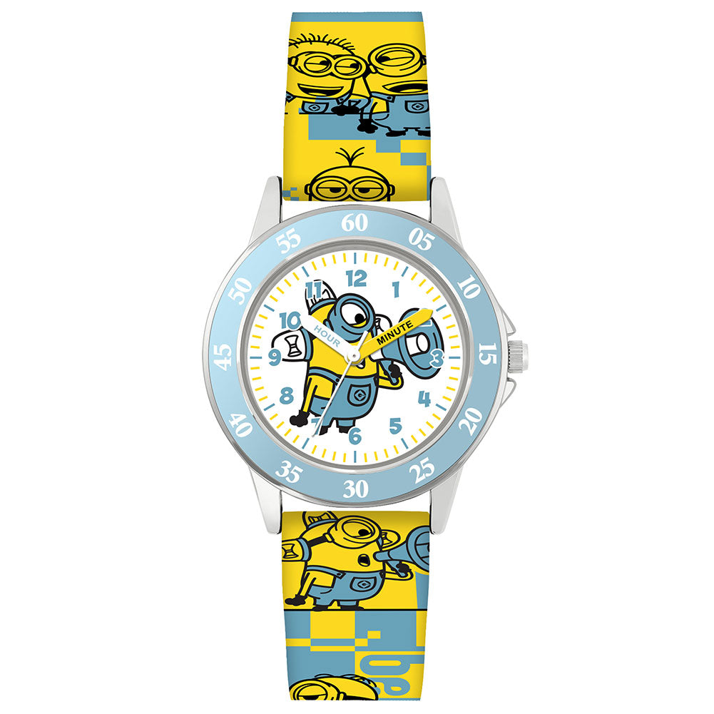 Junior analogue watch with easy read numbers and time teacher hands