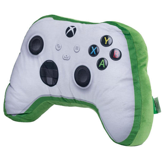 Vibrant cushion in the shape of the Xbox controller