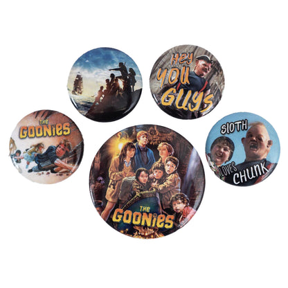 Eye-catching Goonies designs and slogan badges