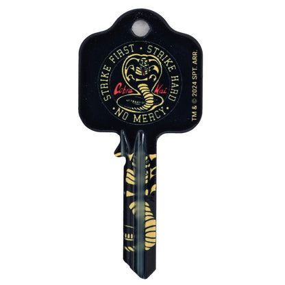 Ready to cut blank door key featuring the Cobra Kai logo 