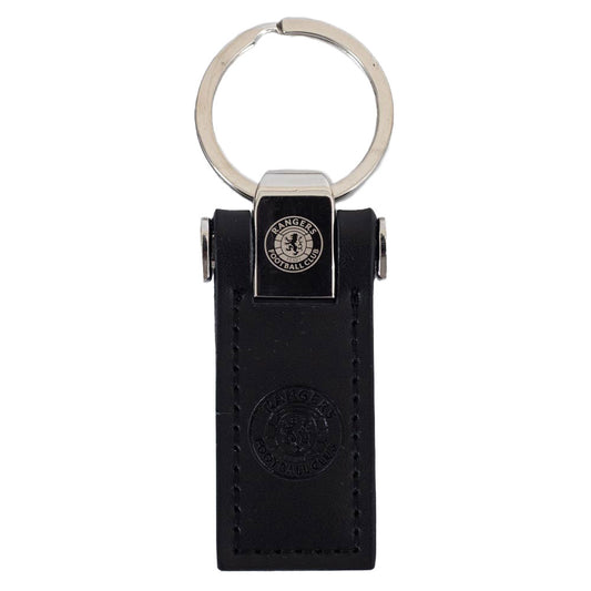 Executive leather keyring with a debossed Rangers crest