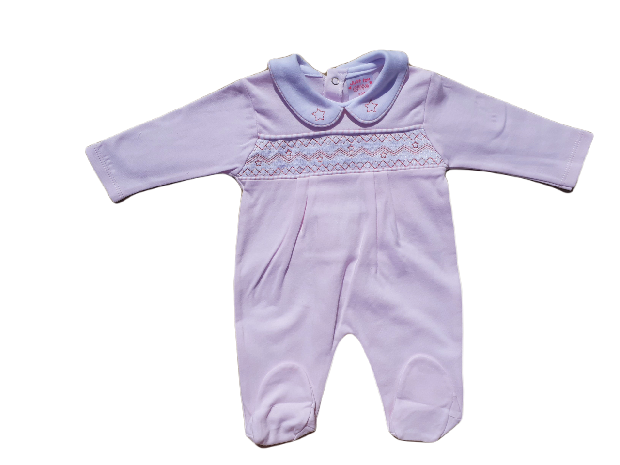 Pink Starts Smocked Babygrow