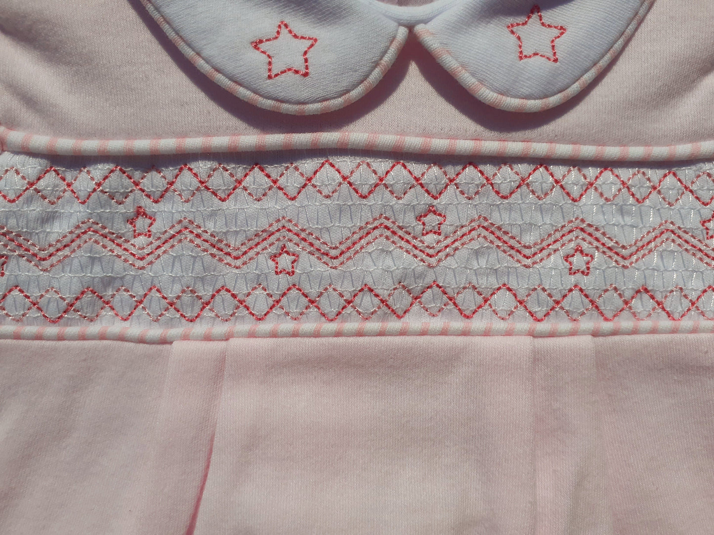 Pink Starts Smocked Babygrow