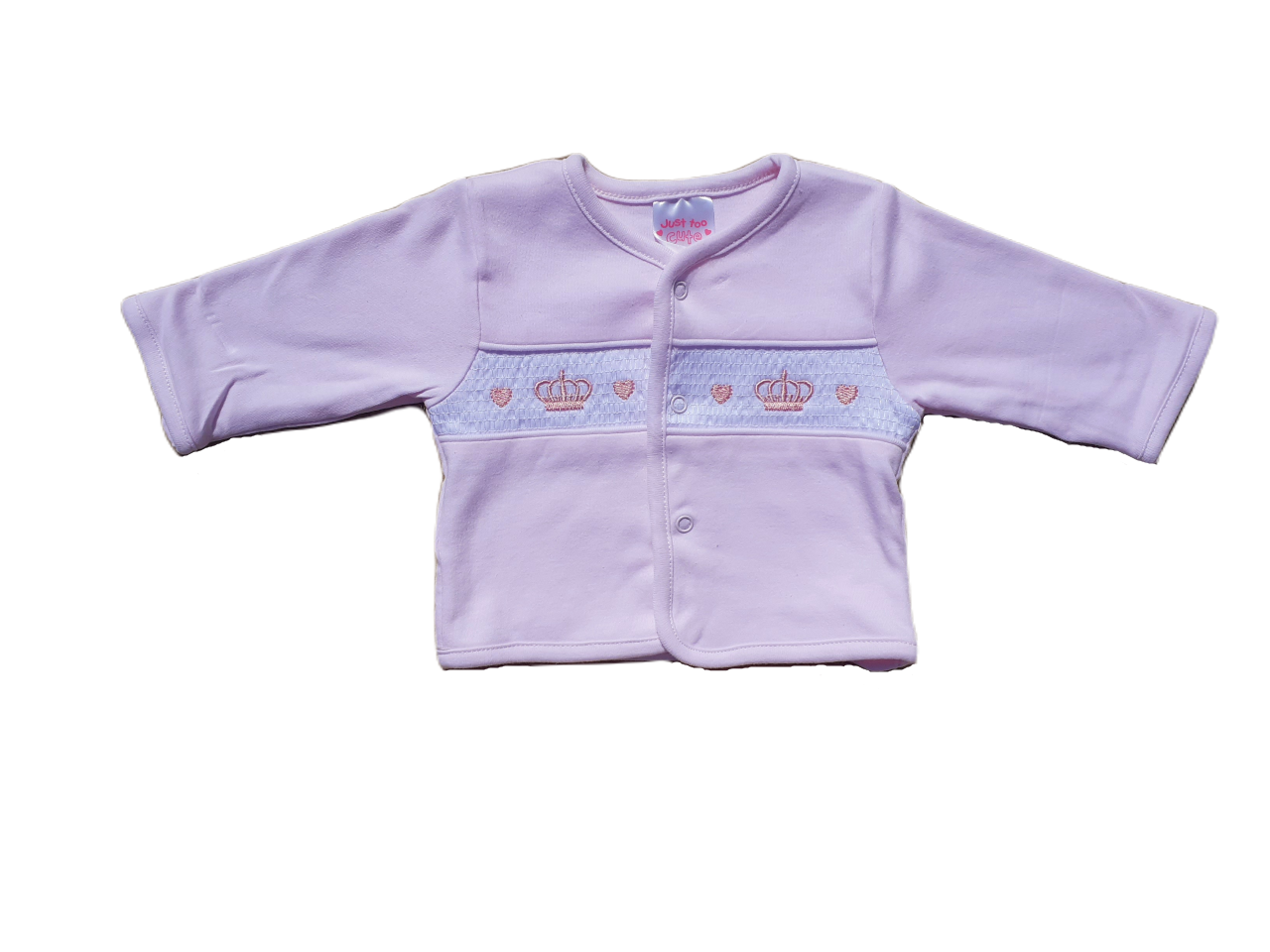 Pink Crown & Heart Babygrow & Smocked Jacket set