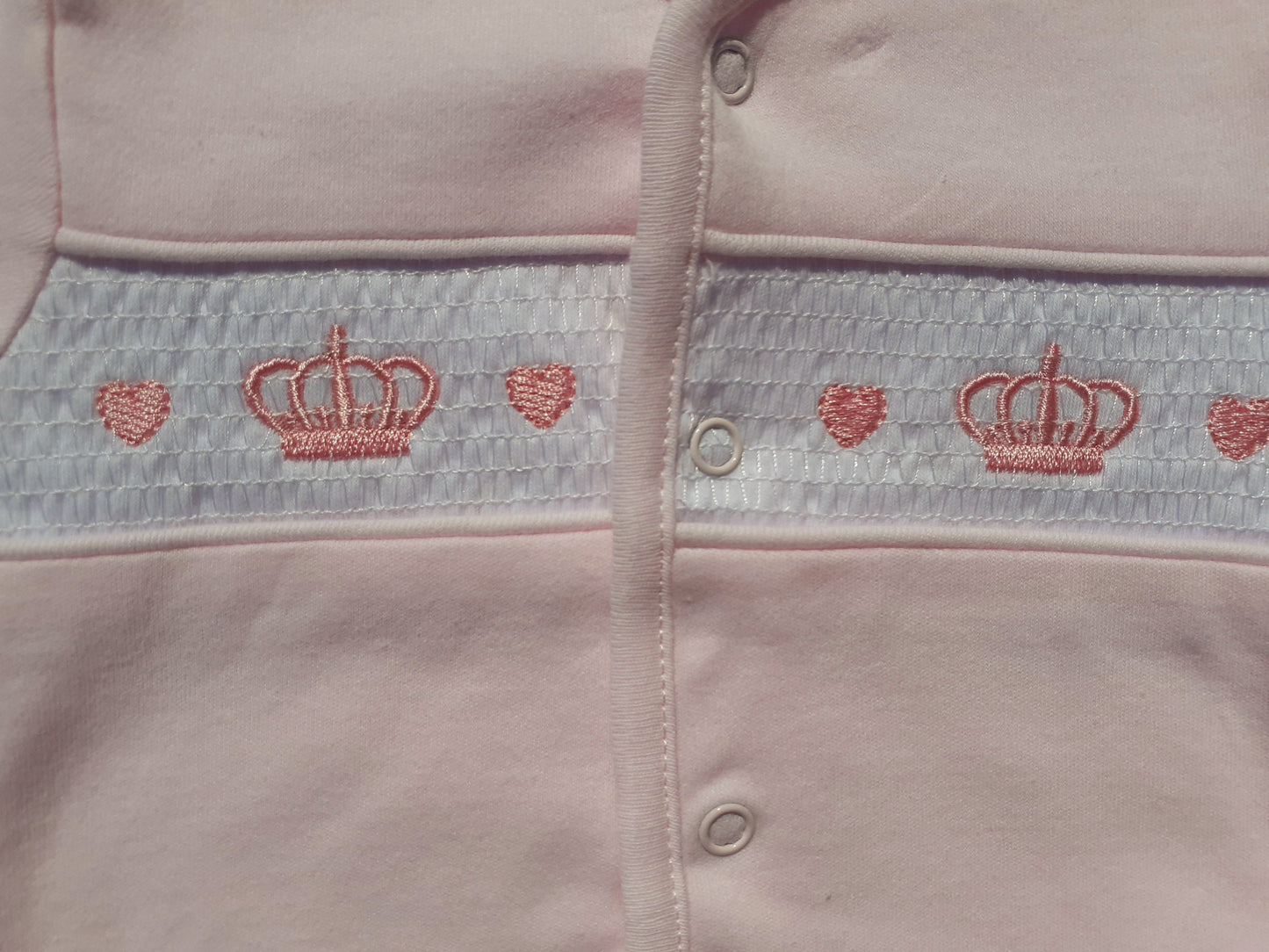 Pink Crown & Heart Babygrow & Smocked Jacket set