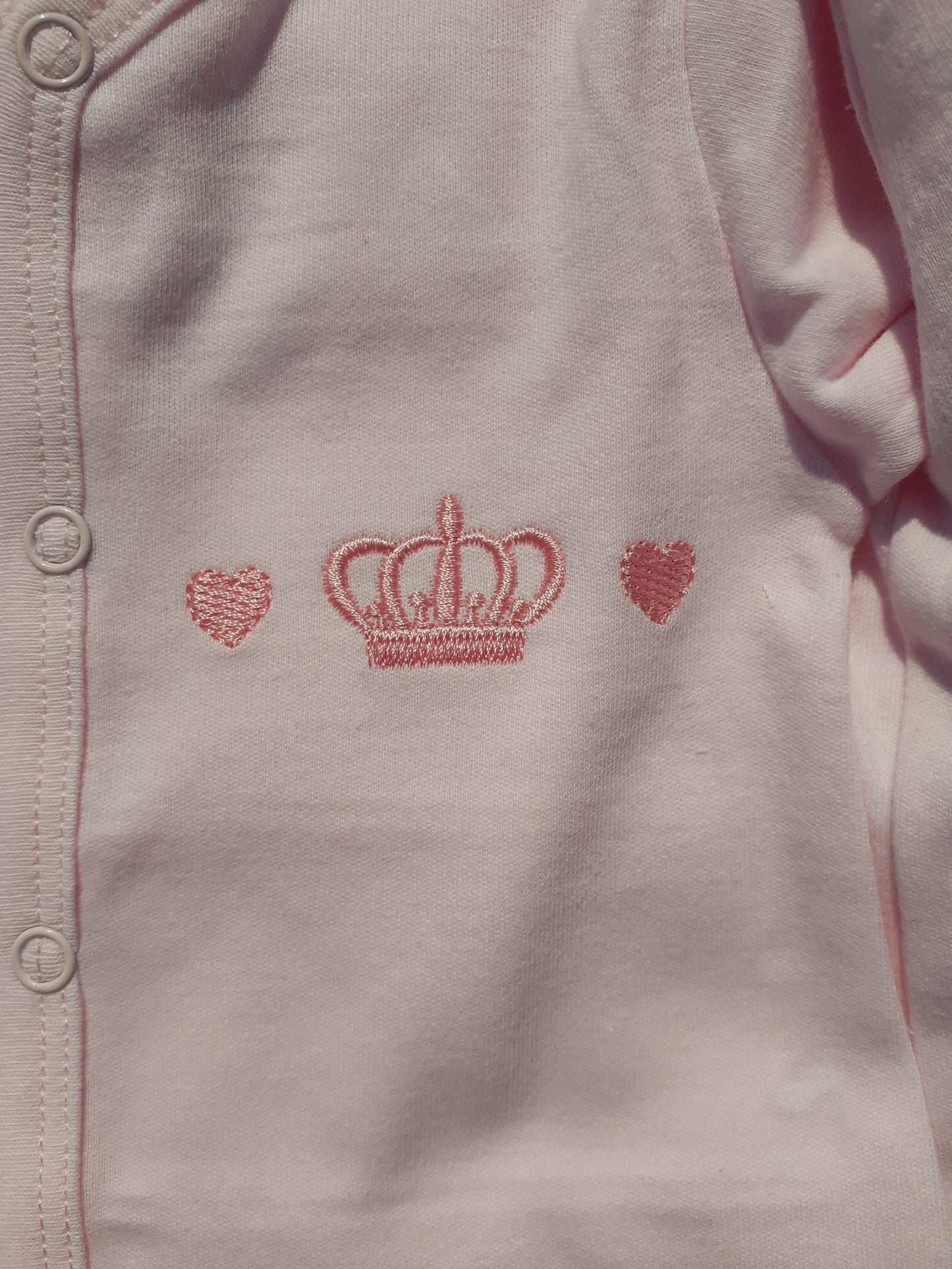 Pink Crown & Heart Babygrow & Smocked Jacket set