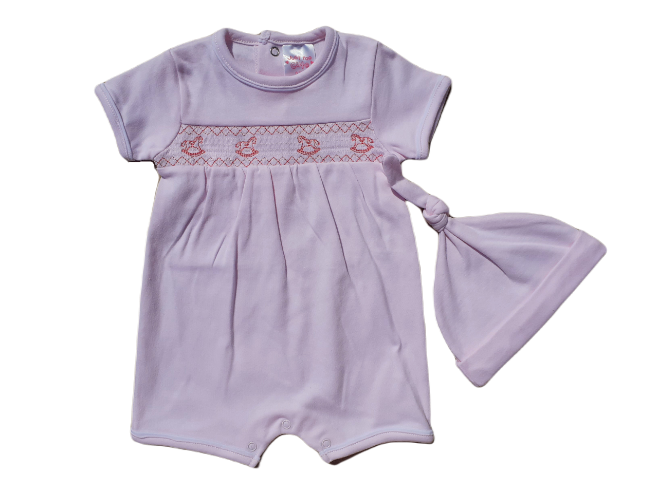 Pink Rocking horse Romper & hat set