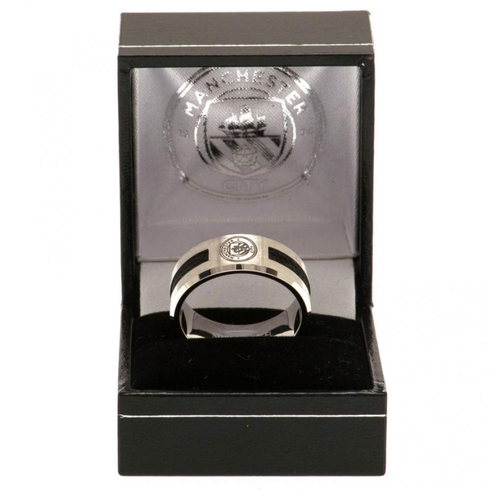 Manchester City FC Black Inlay Ring Medium