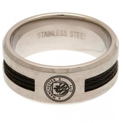 Manchester City FC Black Inlay Ring Medium