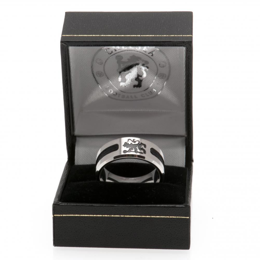 Chelsea FC Black Inlay Ring Large