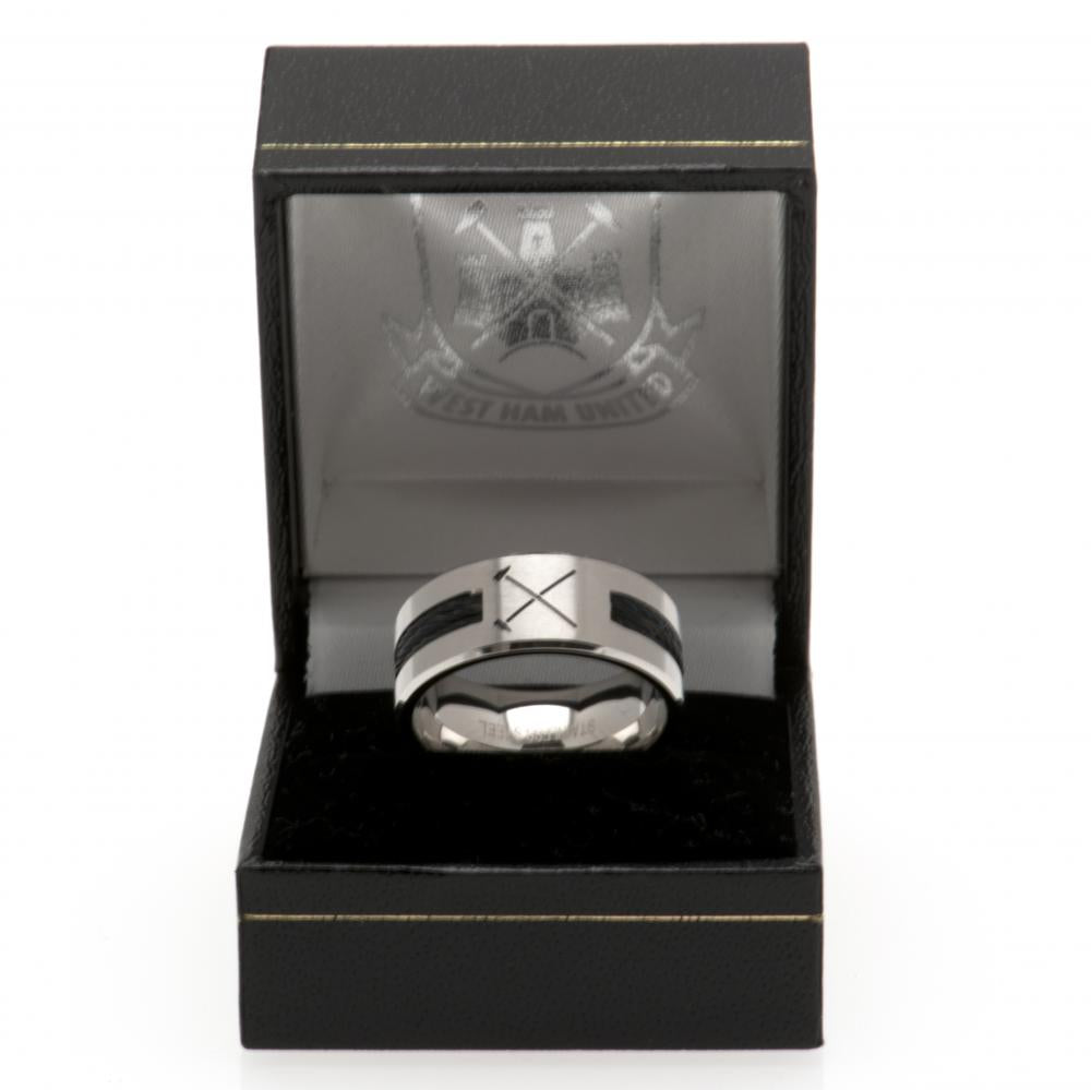 West Ham United FC Black Inlay Ring Medium HM