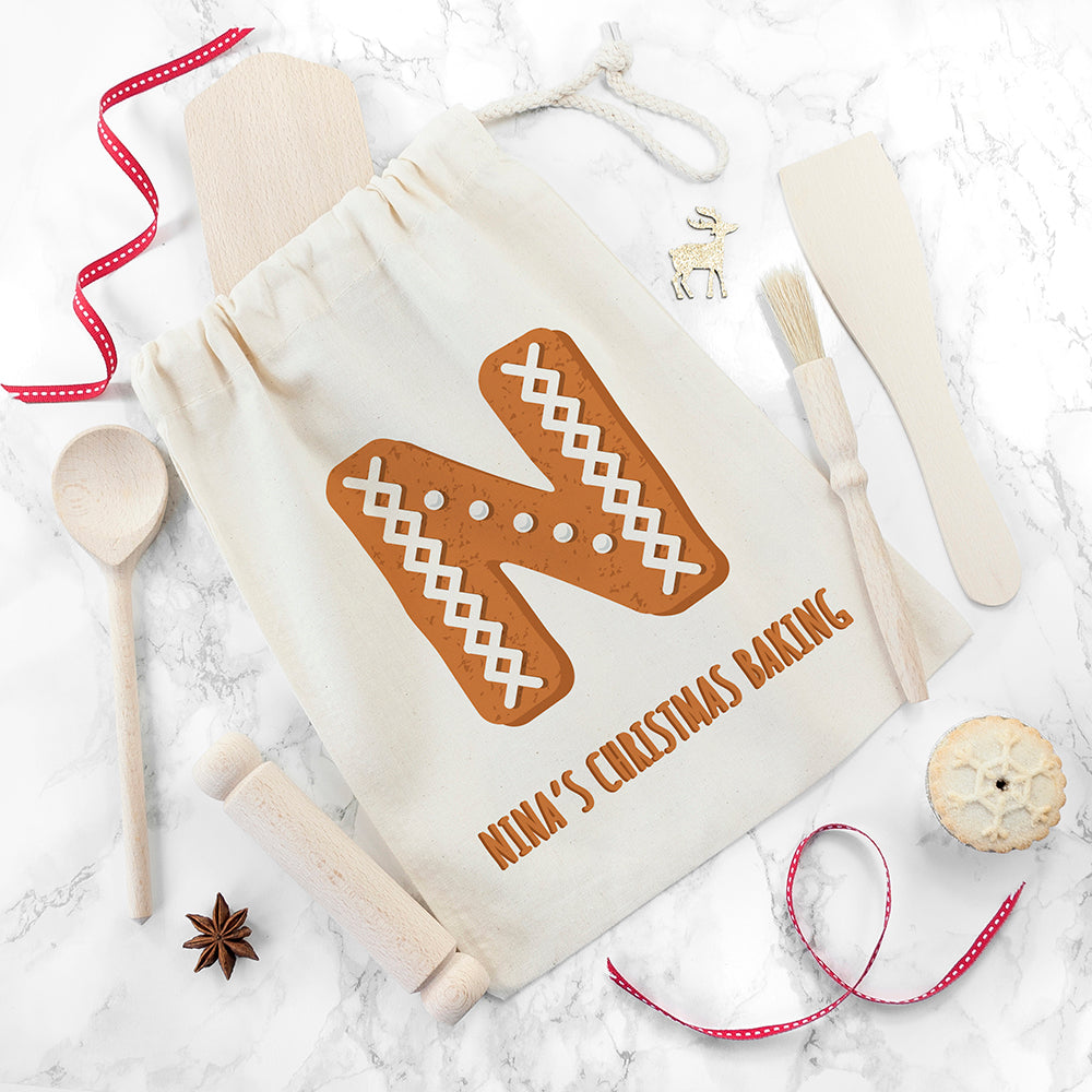 Children's personalised Gingerbread design baking set